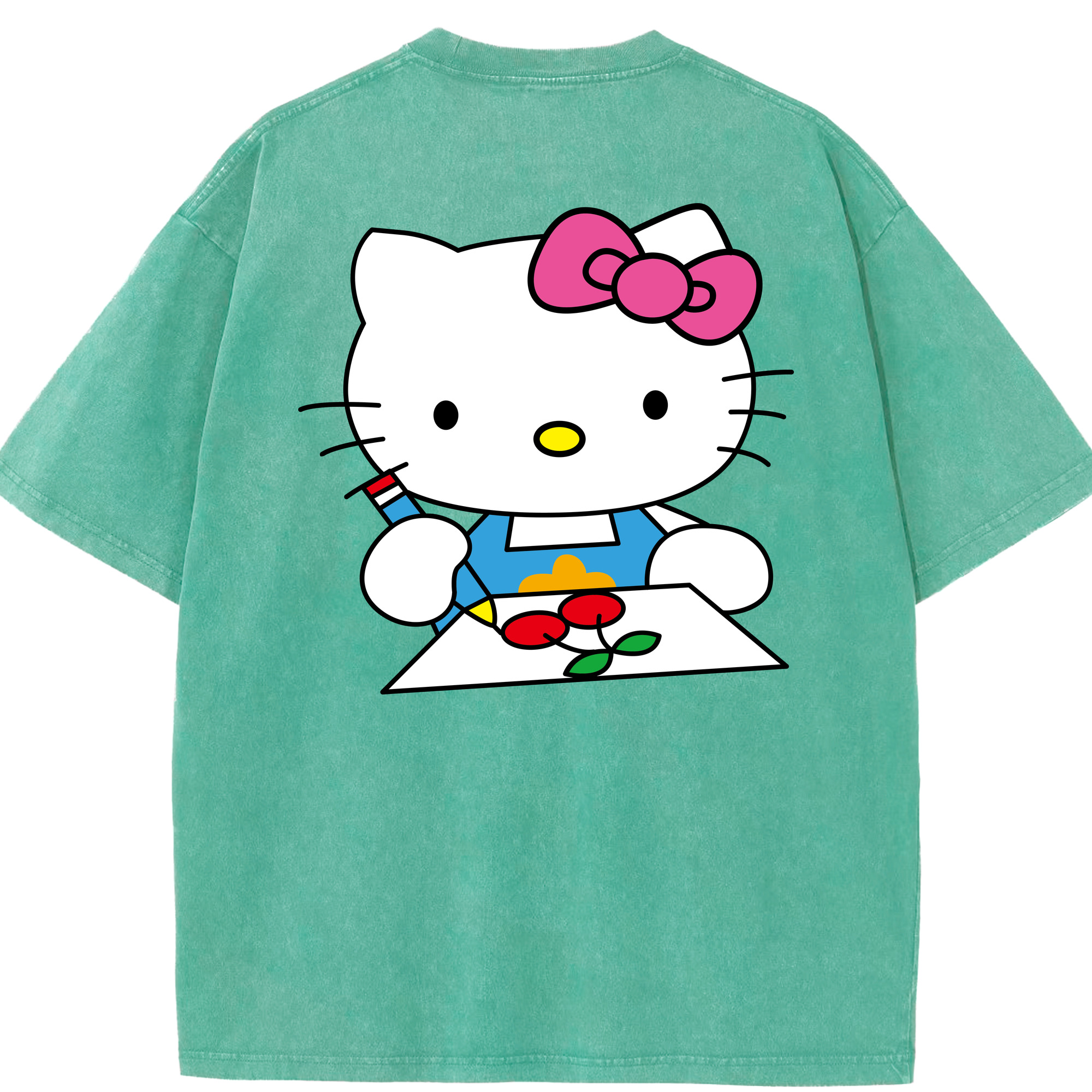 （画像用） Hello Kitty ハローキティ 綿100% ヴィンテージ風 半袖Tシャツ（背面プリント）